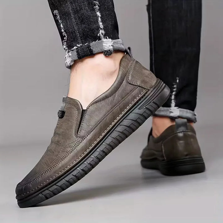 Leren loafers met antislip rubberen zool