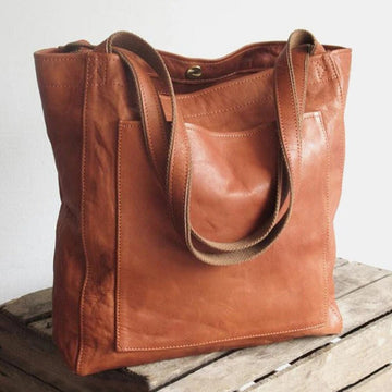 Leren tas met vlekbestendig interieur en binnenvak met rits