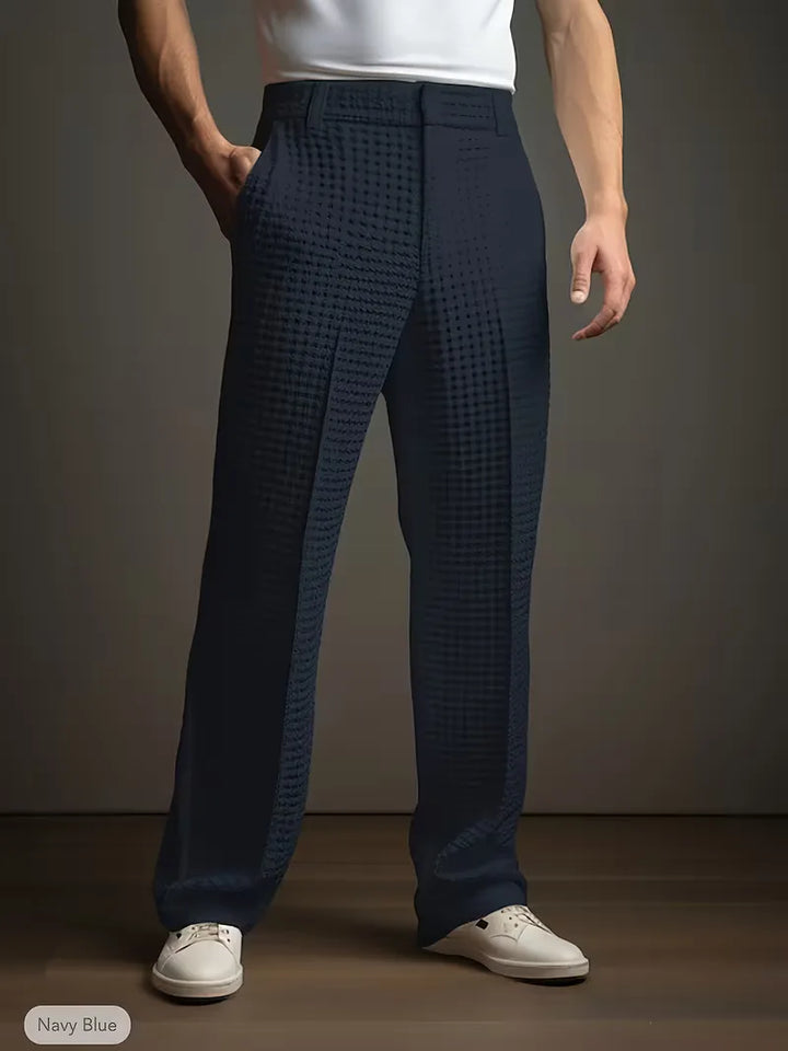 Lichte stof broek met rechte pijpen en zijzakken