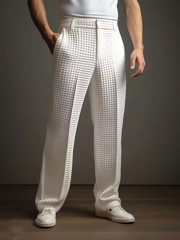 Lichte stof broek met rechte pijpen en zijzakken