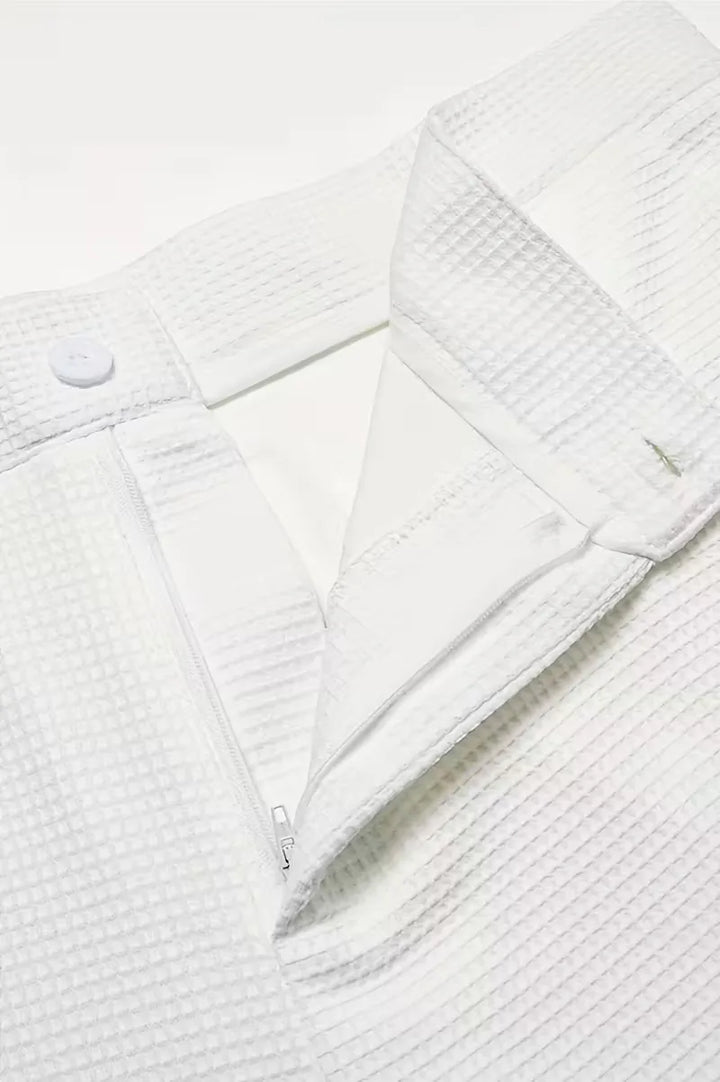 Lichte stof broek met rechte pijpen en zijzakken