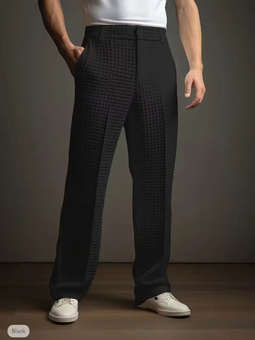 Lichte stof broek met rechte pijpen en zijzakken