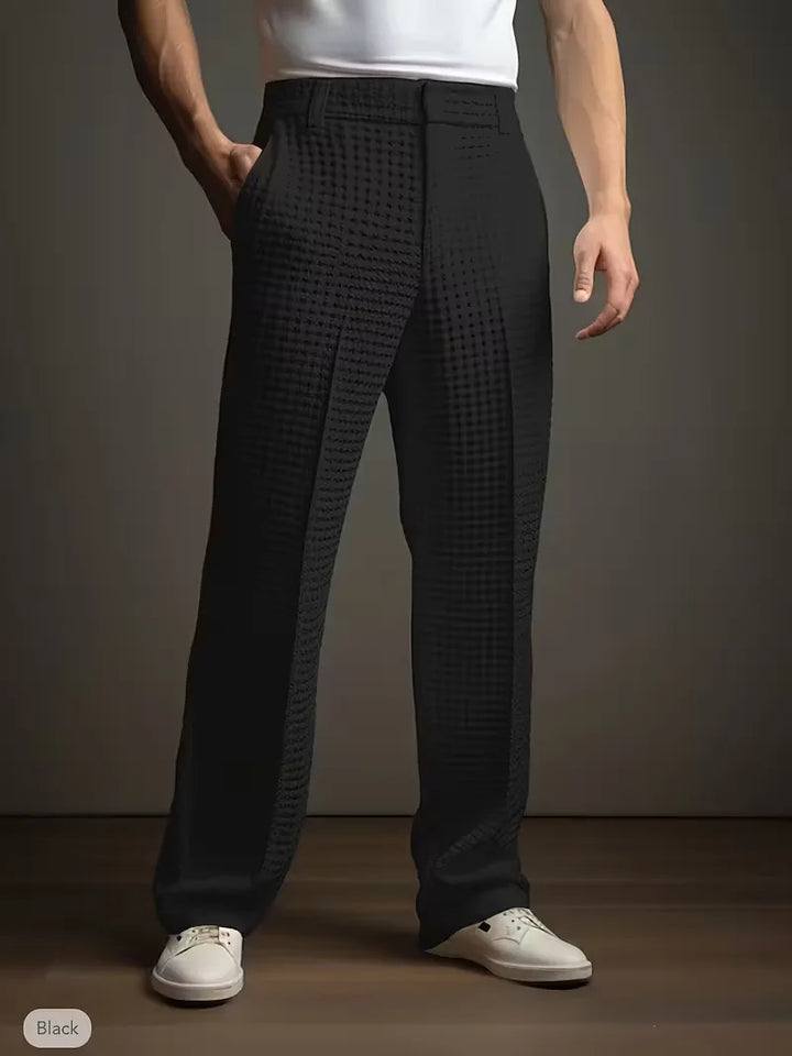 Lichte stof broek met rechte pijpen en zijzakken