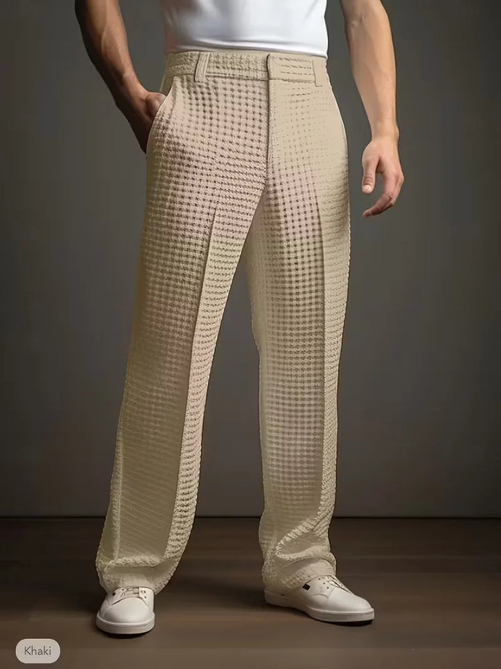 Lichte stof broek met rechte pijpen en zijzakken