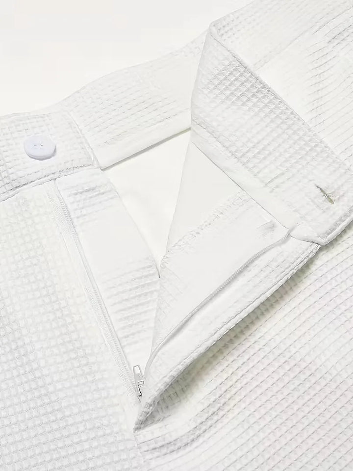 Lichte stof broek met rechte pijpen en zijzakken