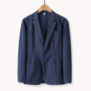 Linnen blazer met reverskraag en voorzakken
