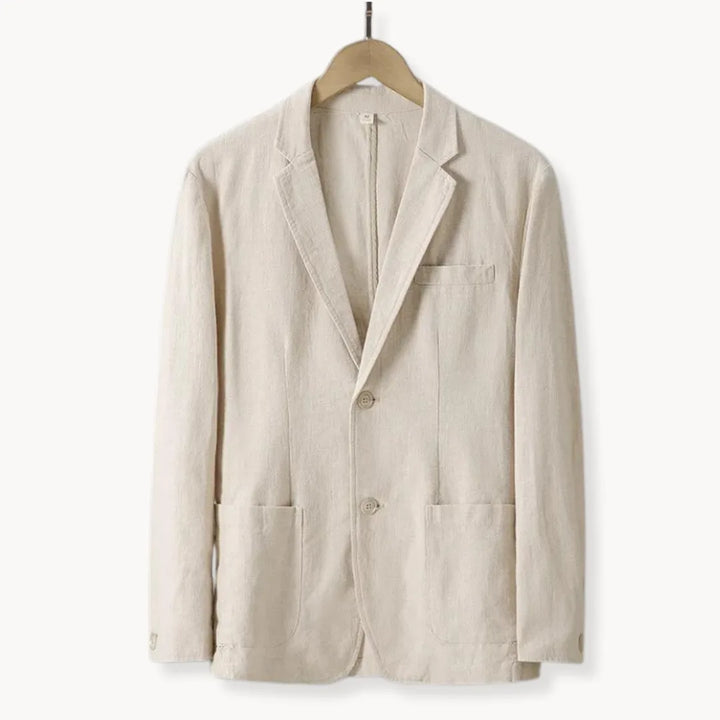 Linnen blazer met reverskraag en voorzakken
