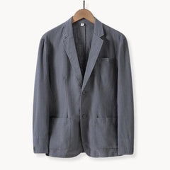 Linnen blazer met reverskraag en voorzakken