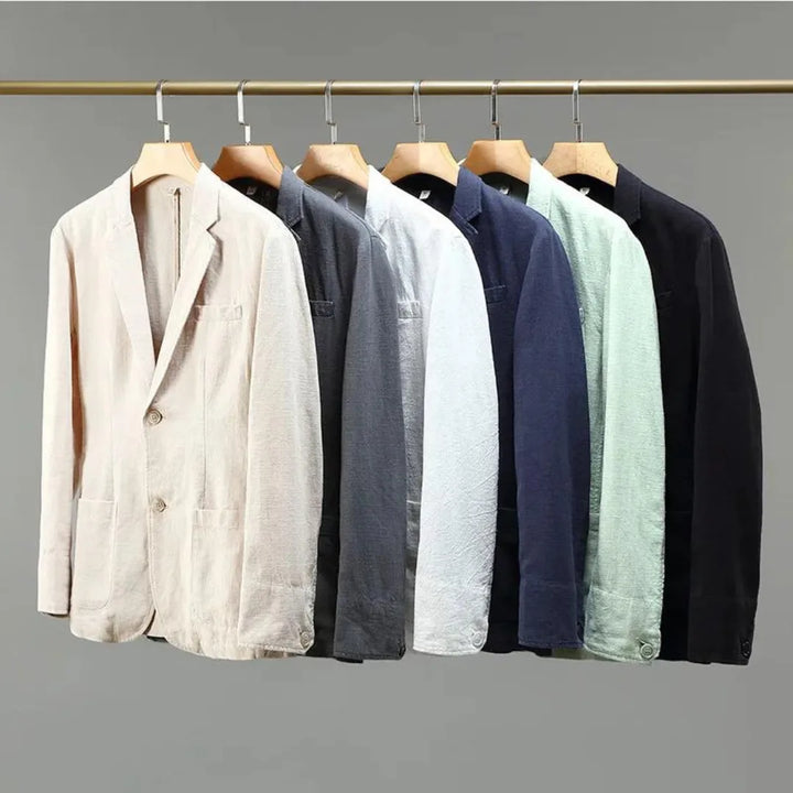 Linnen blazer met reverskraag en voorzakken