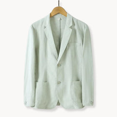Linnen blazer met reverskraag en voorzakken