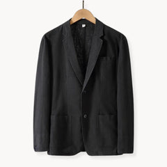 Linnen blazer met reverskraag en voorzakken