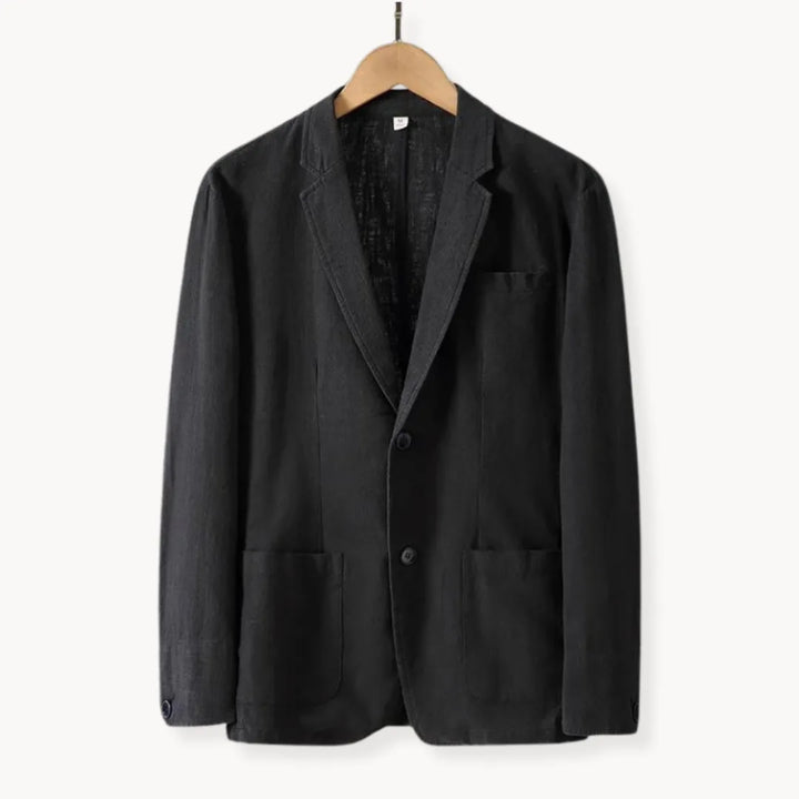 Linnen blazer met reverskraag en voorzakken