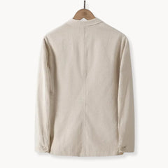 Linnen blazer met reverskraag en voorzakken
