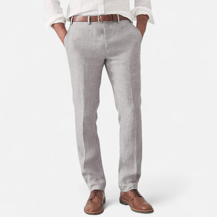 Linnen broek met elastische taille en zijzakken