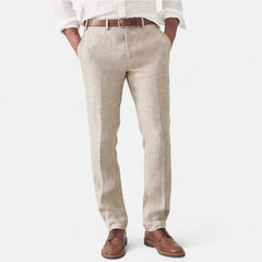 Linnen broek met elastische taille en zijzakken