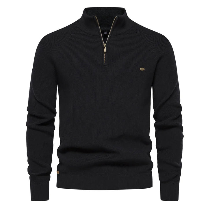 Luxe half zip trui met opstaande kraag
