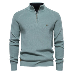 Luxe half zip trui met opstaande kraag