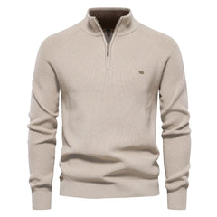 Luxe half zip trui met opstaande kraag