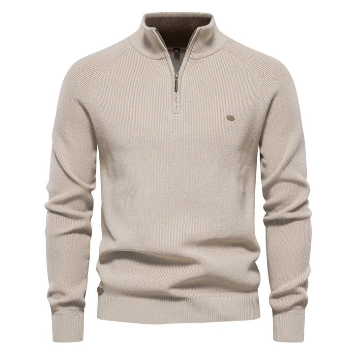 Luxe half zip trui met opstaande kraag