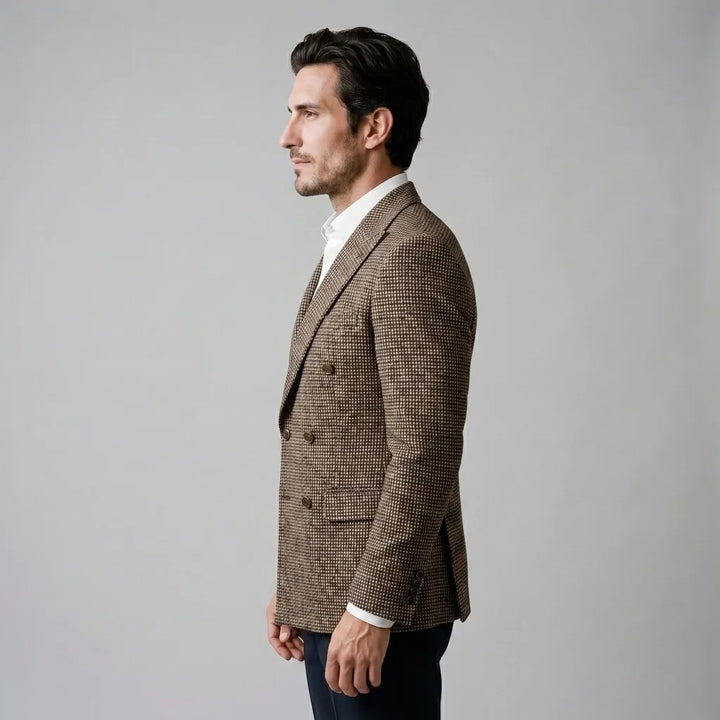 Double breasted blazer met ruitpatroon