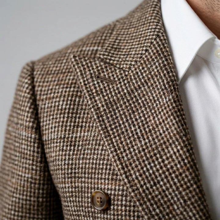 Double breasted blazer met ruitpatroon