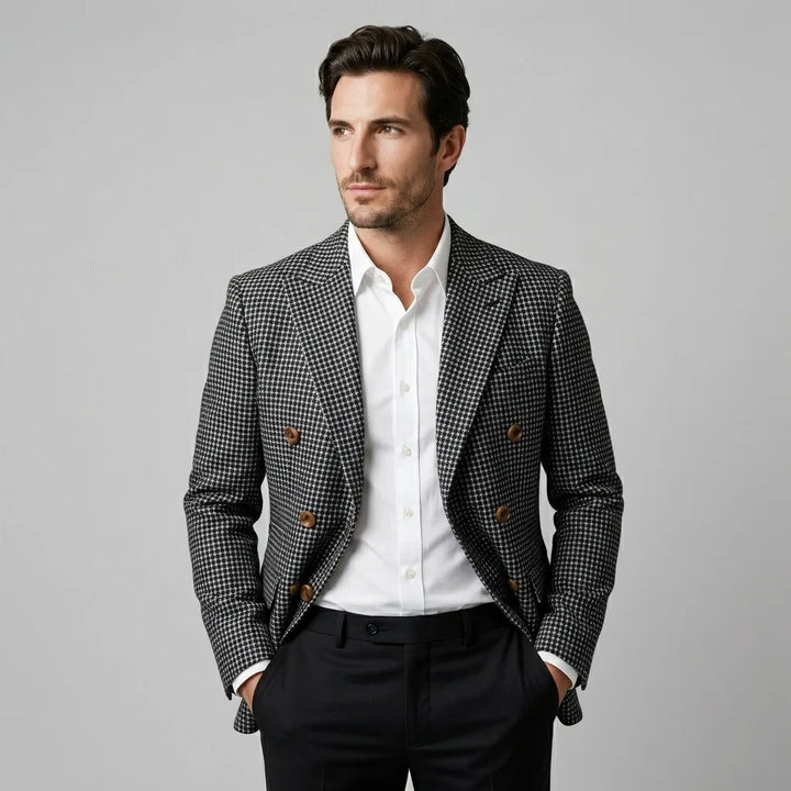 Double breasted blazer met ruitpatroon