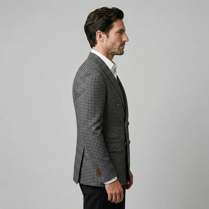 Double breasted blazer met ruitpatroon