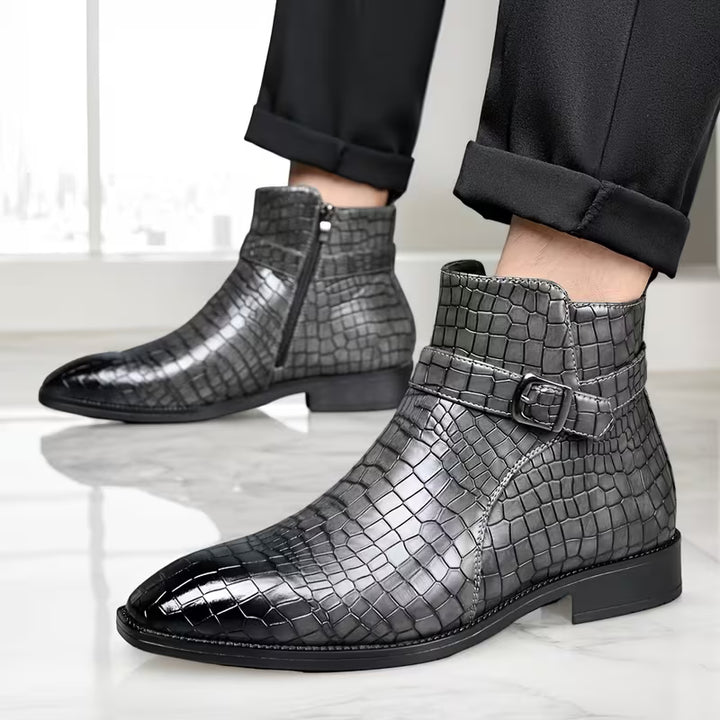 Mid-top laarzen met getextureerd bovenwerk en zijrits