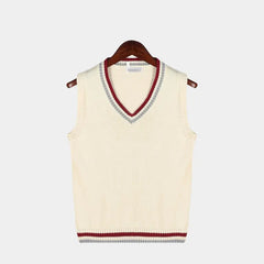 Mouwloos vest met v-hals en kabelpatroon