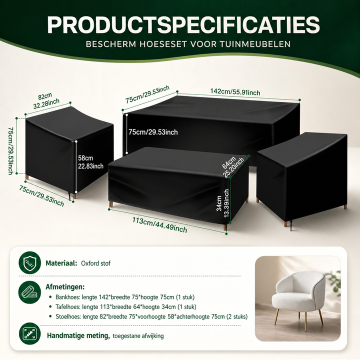 Tuinmeubelhoes Set 4 Delig Waterdicht - Beschermhoes Terrasmeubels