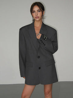 Oversized lange blazer met reverskraag
