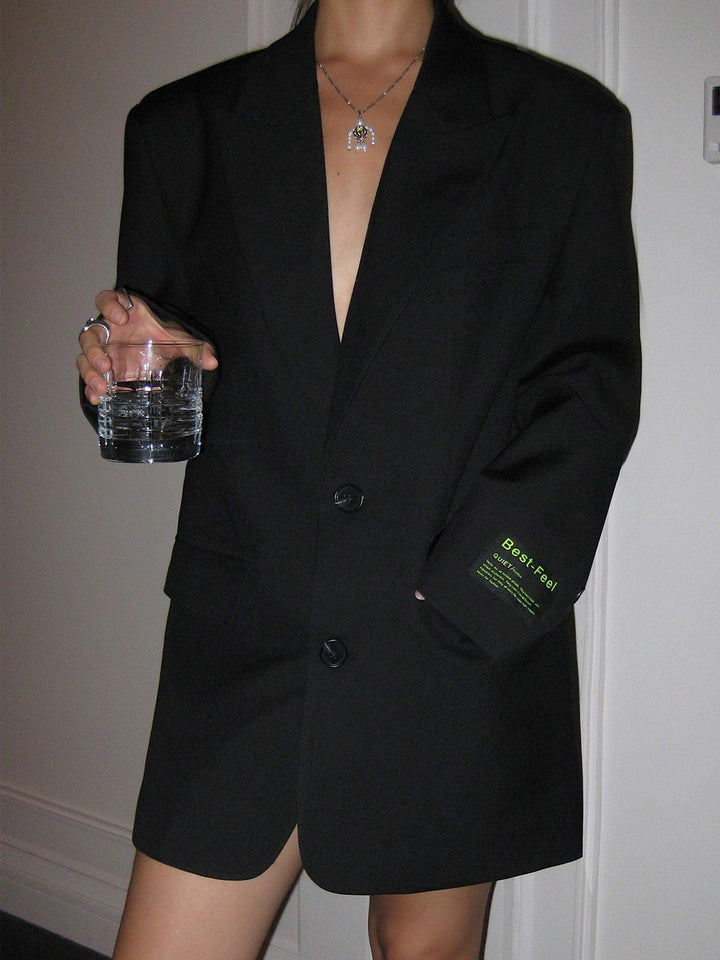 Oversized lange blazer met reverskraag