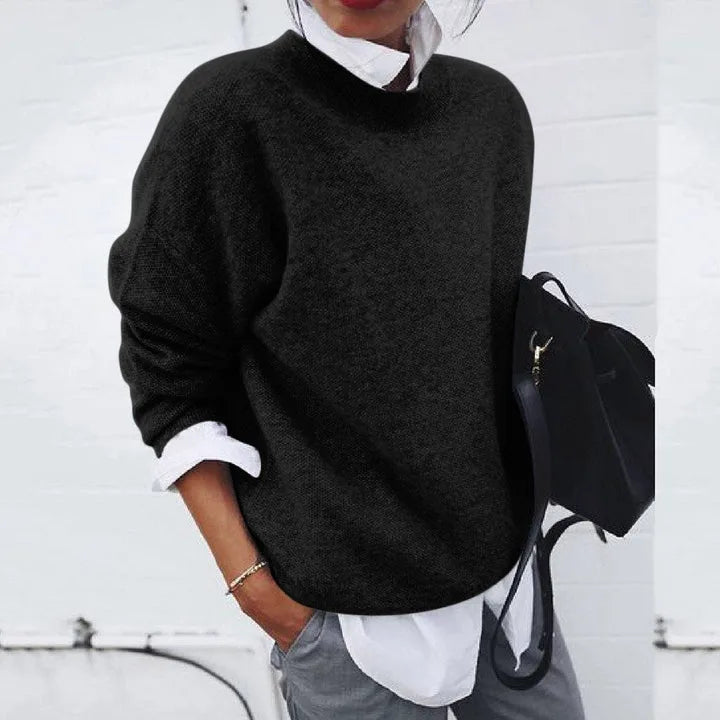 Oversized trui met ronde hals en lange mouwen