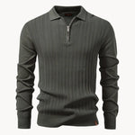Polo met ribgebreid patroon en korte ritssluiting