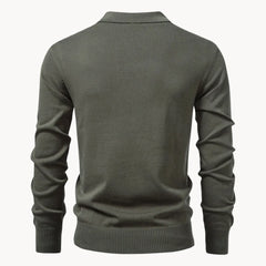 Polo met ribgebreid patroon en korte ritssluiting