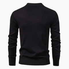 Polo met ribgebreid patroon en korte ritssluiting