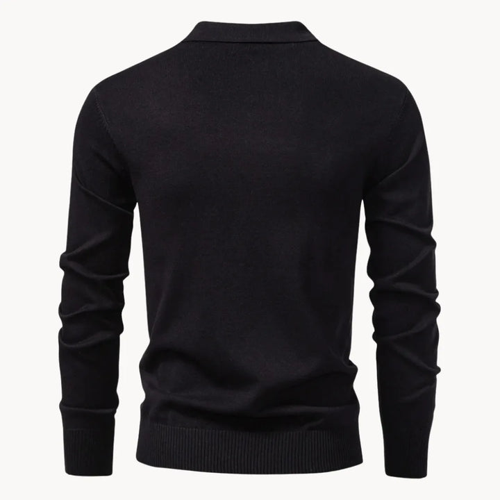 Polo met ribgebreid patroon en korte ritssluiting