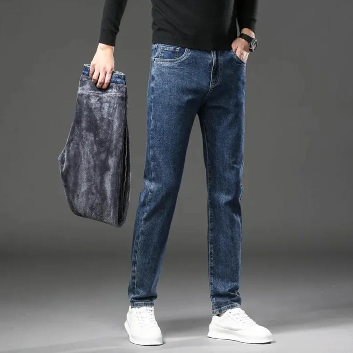 Rechtdoorlopende jeans met fleece voering