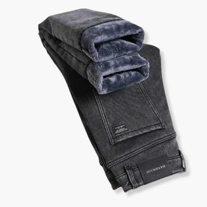 Rechtdoorlopende jeans met fleece voering