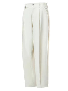 Rechte broek met geplooide details en zijzakken