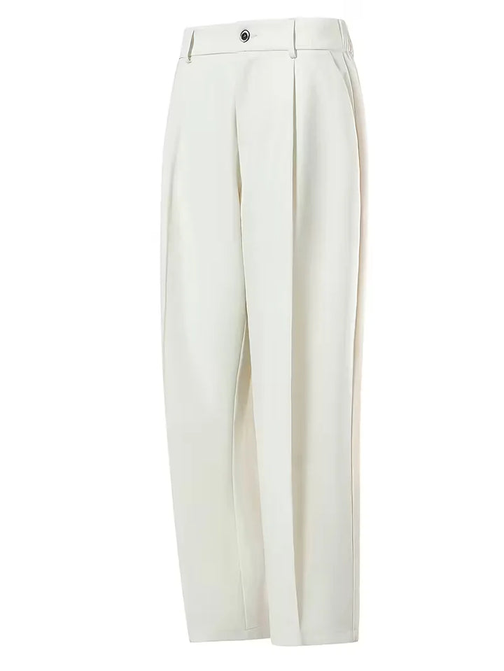 Rechte broek met geplooide details en zijzakken