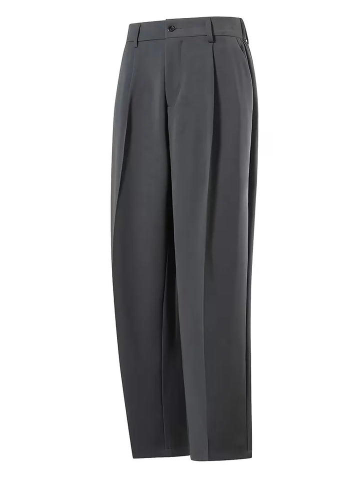 Rechte broek met geplooide details en zijzakken