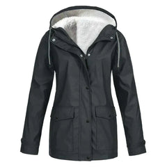 Regenjas met fleece voering en capuchon