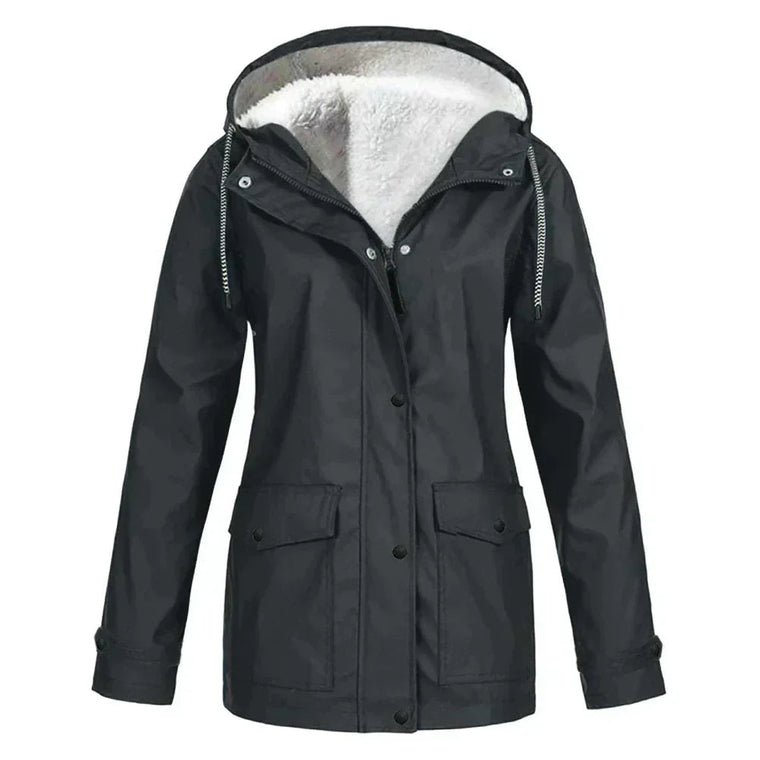 Regenjas met fleece voering en capuchon