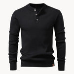Ribgebreide trui met ronde hals en knoopsluiting
