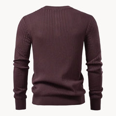 Ribgebreide trui met ronde hals en knoopsluiting