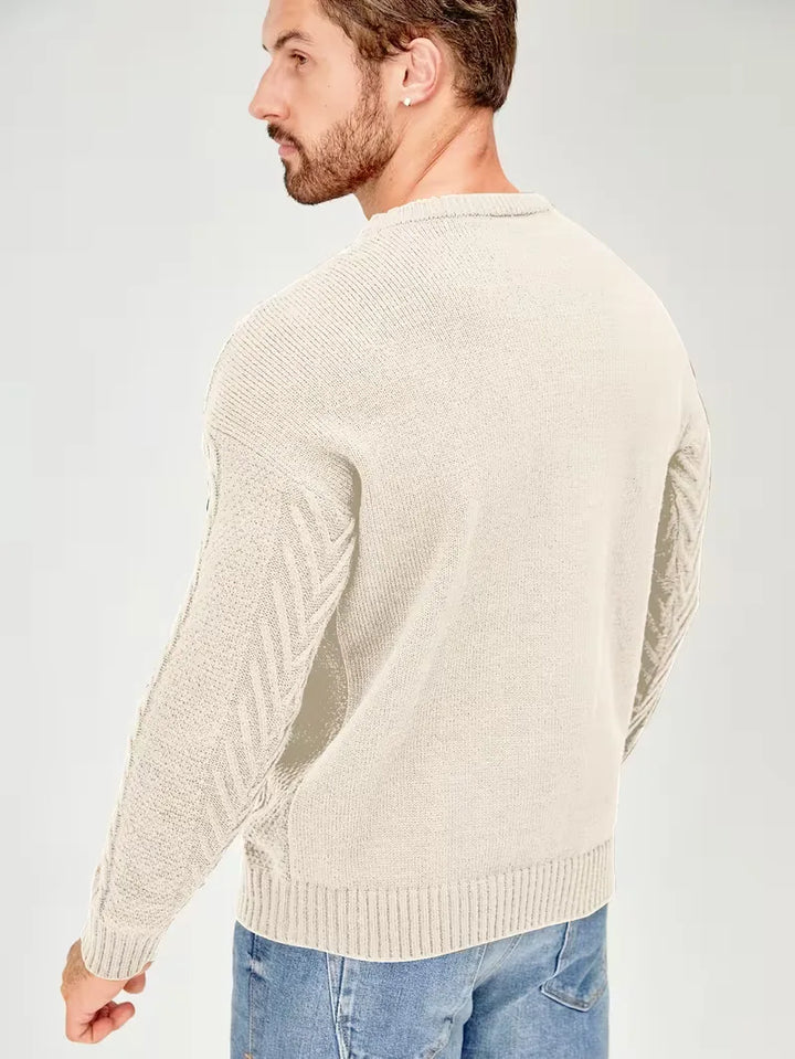 Slim fit crew neck trui met kabelpatroon