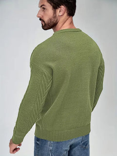 Slim fit crew neck trui met kabelpatroon