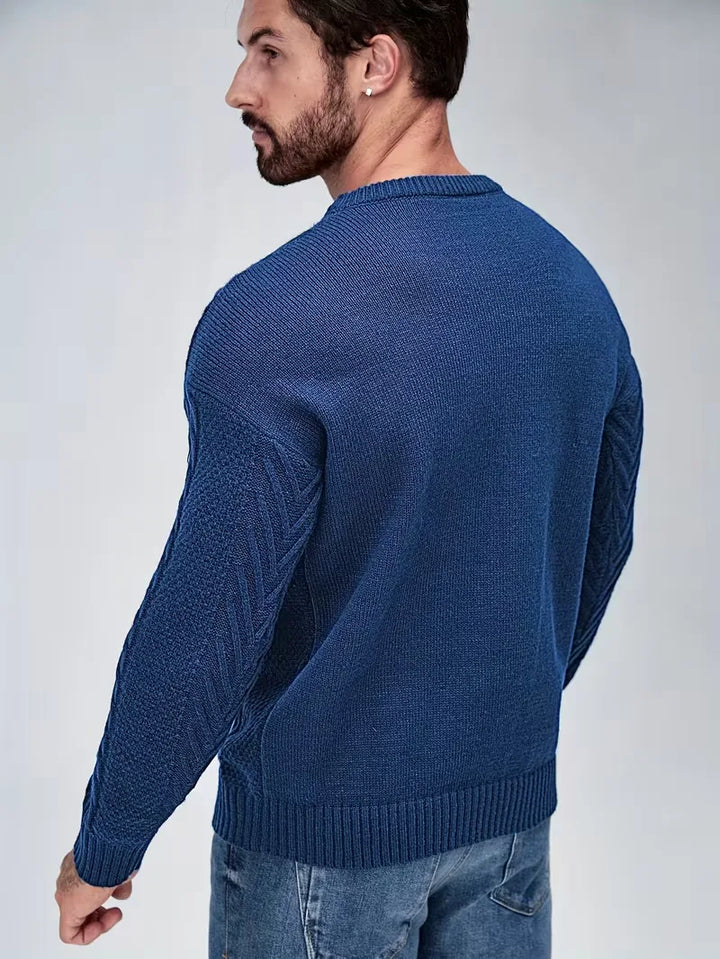 Slim fit crew neck trui met kabelpatroon