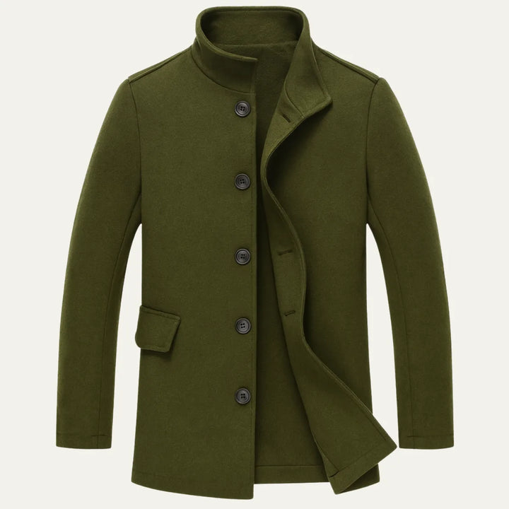 Slim fit jas met opstaande kraag en knoopsluiting